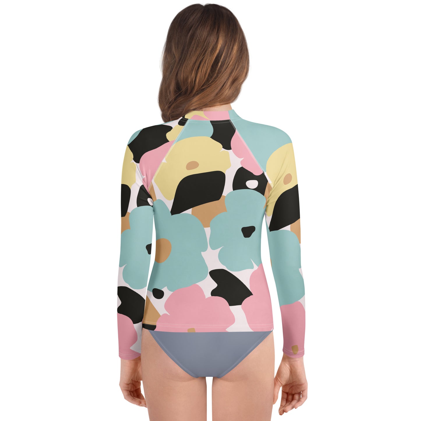 Rash guard pour fille ado – Pastel, Fleuri – Compression légère, respirant & séchage rapide – Minimaliste