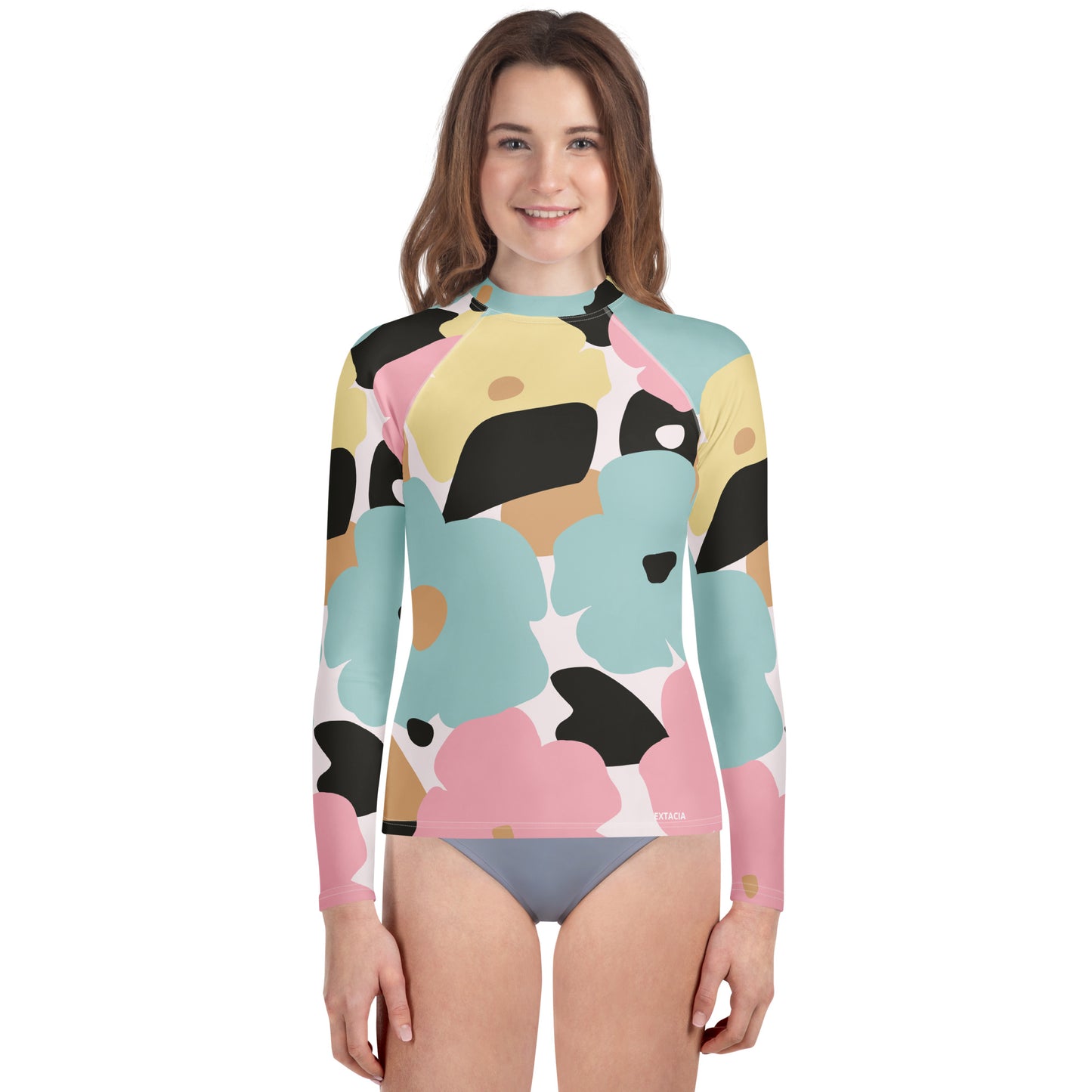 Rash guard pour fille ado – Pastel, Fleuri – Compression légère, respirant & séchage rapide – Minimaliste