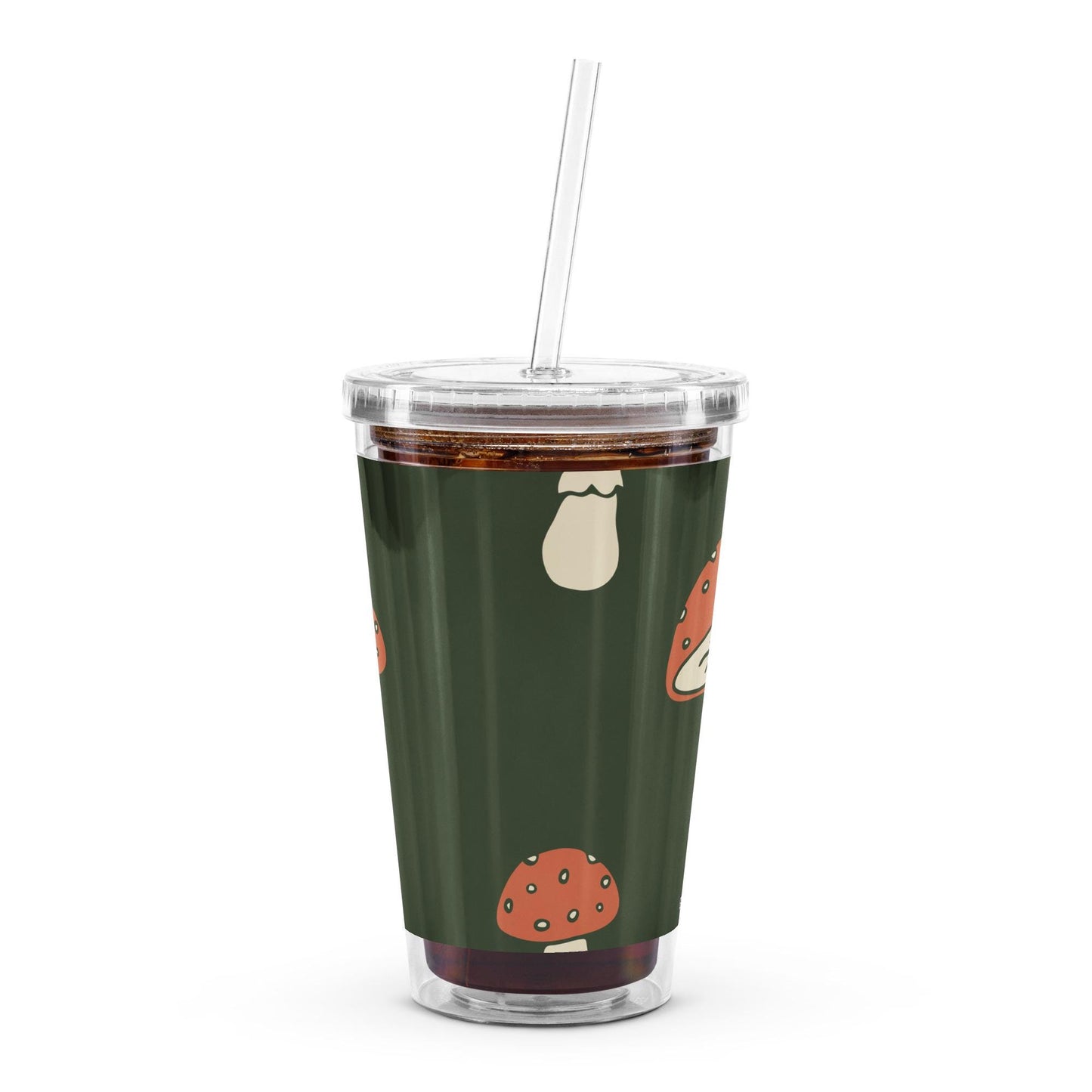 Gobelet en plastique transparent – Réutilisable, sans BPA -  590 ml (16 oz) – Cadeau personnalisé original - Design Minimaliste Champignon