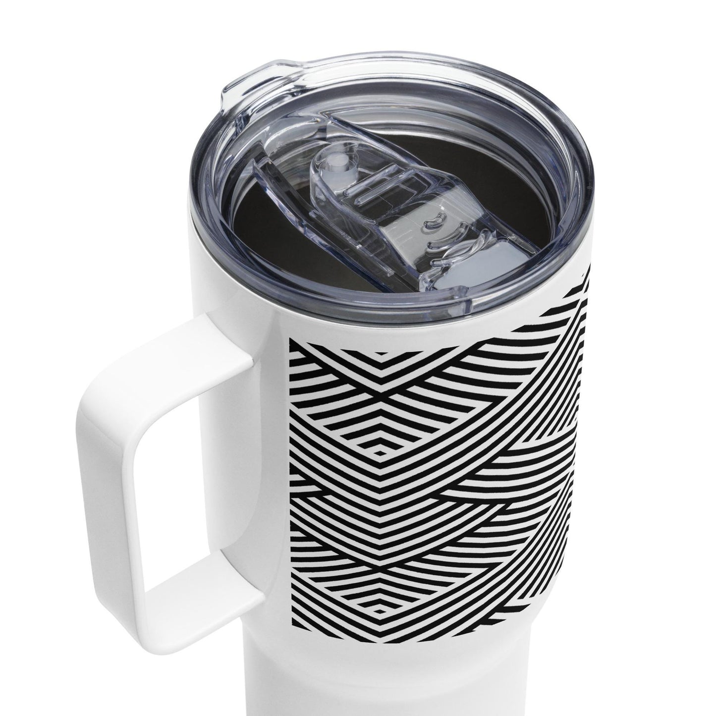 Mug Isotherme Inox - Mug de Voyage Isotherme en Acier Inoxydable avec Anse Design Artistique Féminins Calligraphie - THERMOS gobelet Étanche