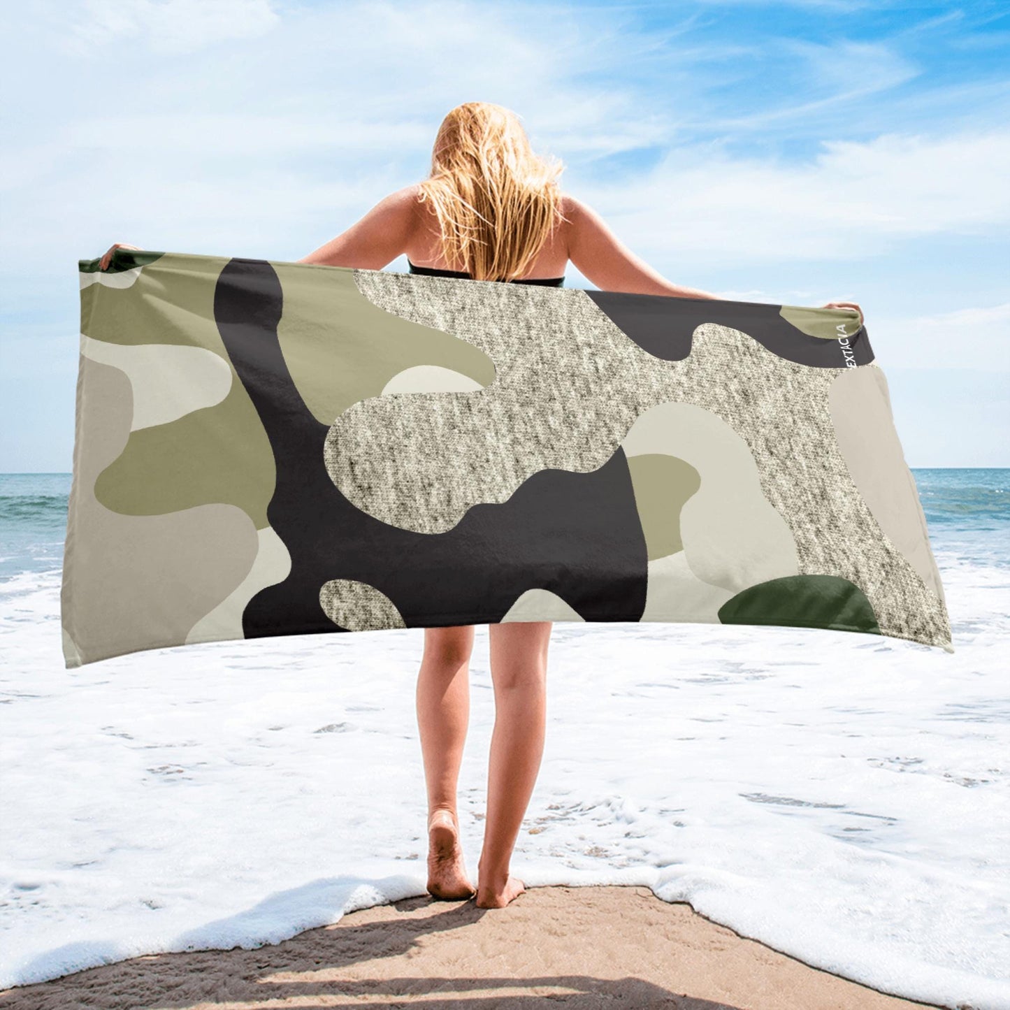 Serviette de Bain en Coton – Serviette de plage - Douce, Absorbante, Compacte - Voyage Sport Piscine Design Minimalist Camouflage Militaire