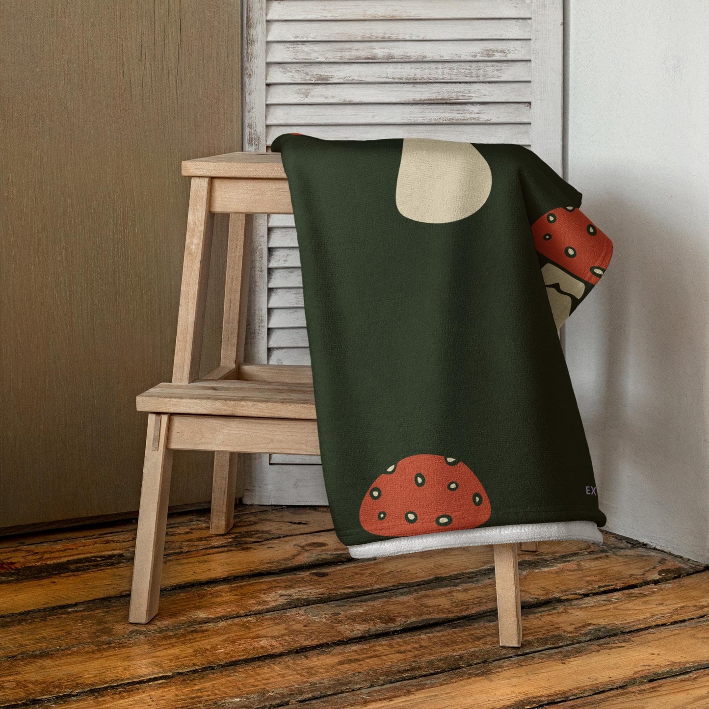 Serviette de Bain en Coton – Serviette de plage - Douce, Absorbante et Compacte, Voyage, Sport, Piscine surf, Design minimaliste champignons