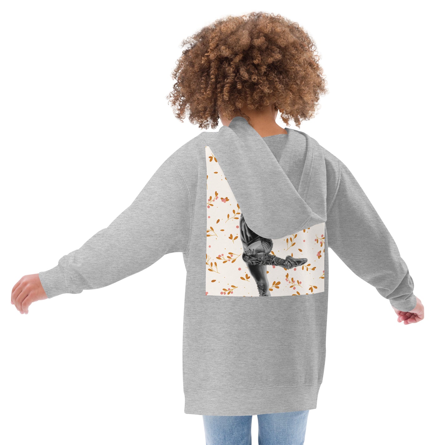 Sweat à capuche pour petite fille – Fleurs du Printemps – Coton-mélange, motif imprimé, pull chaud & doux – Motif Gymnaste Danseuse