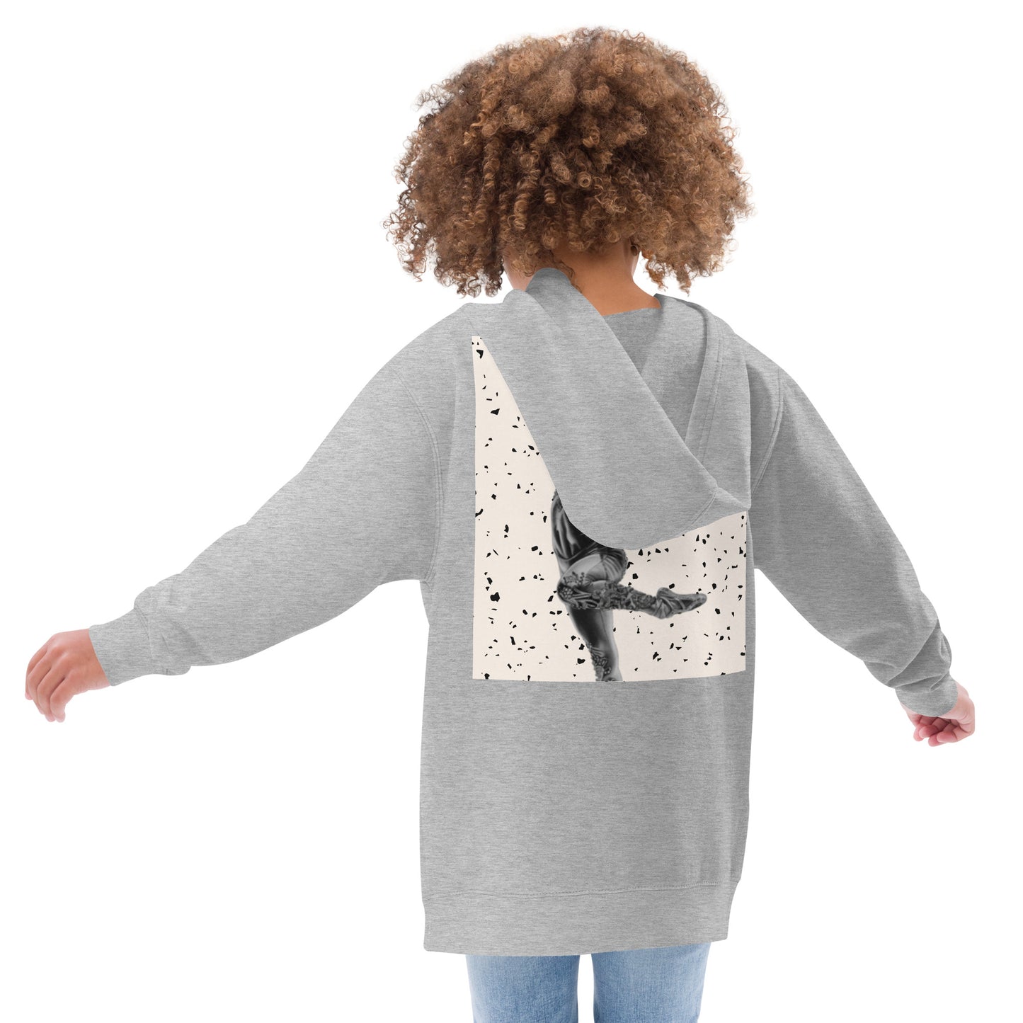 Sweat à capuche pour petite fille & ado – Granite Jaune – Coton-mélange, pull chaud & doux – Motif Gymnaste Danseuse