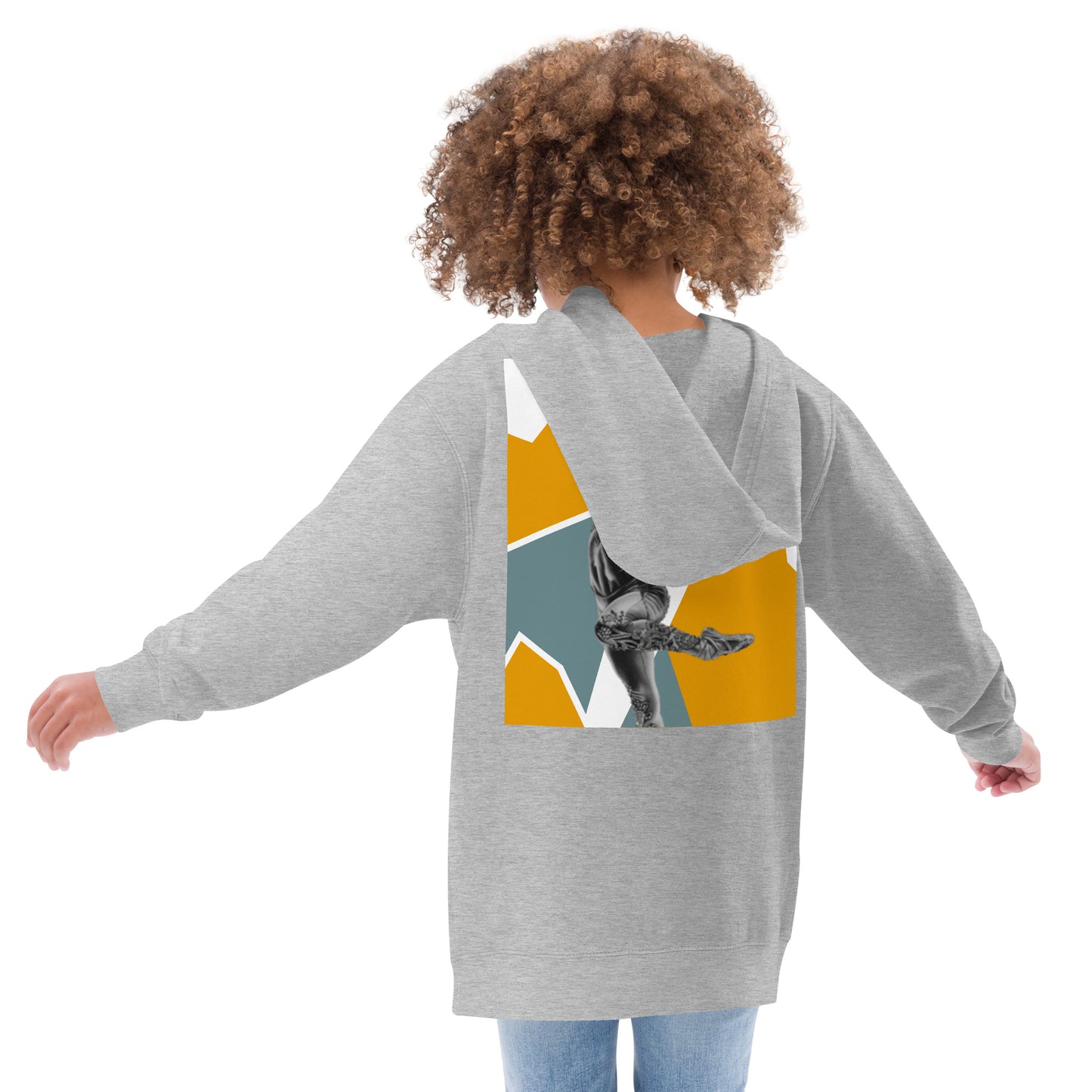 Sweat à capuche pour petite fille & ado – Jaune & Kaki – Coton-mélange, pull chaud & doux – Motif Gymnaste Danseuse