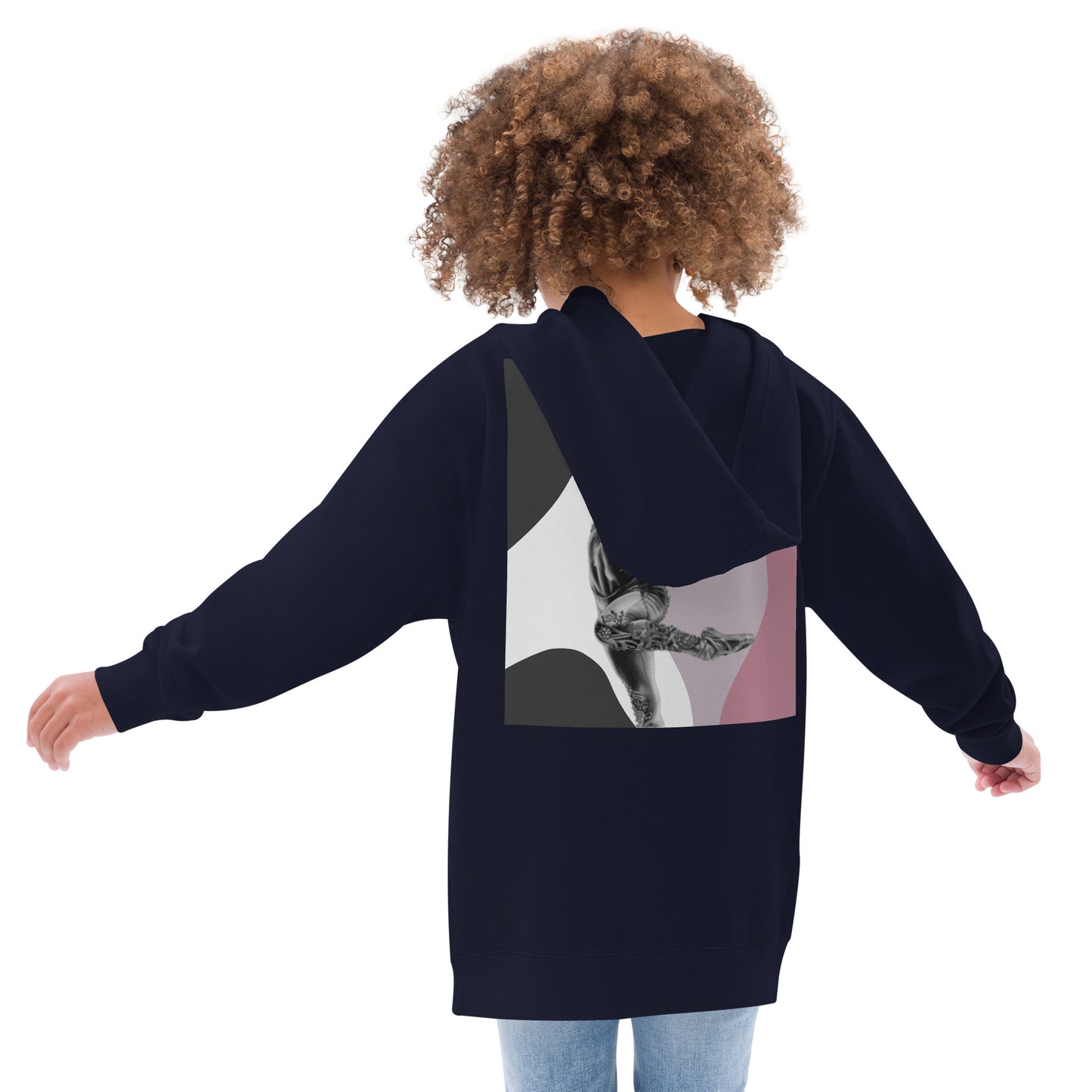 Sweat à capuche pour petite fille & ado – Jeux de Gris & Rose – Coton-mélange, pull chaud & doux – Motif Gymnaste Danseuse