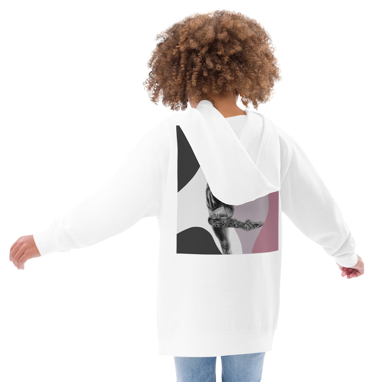 Sweat à capuche pour petite fille & ado – Jeux de Gris & Rose – Coton-mélange, pull chaud & doux – Motif Gymnaste Danseuse