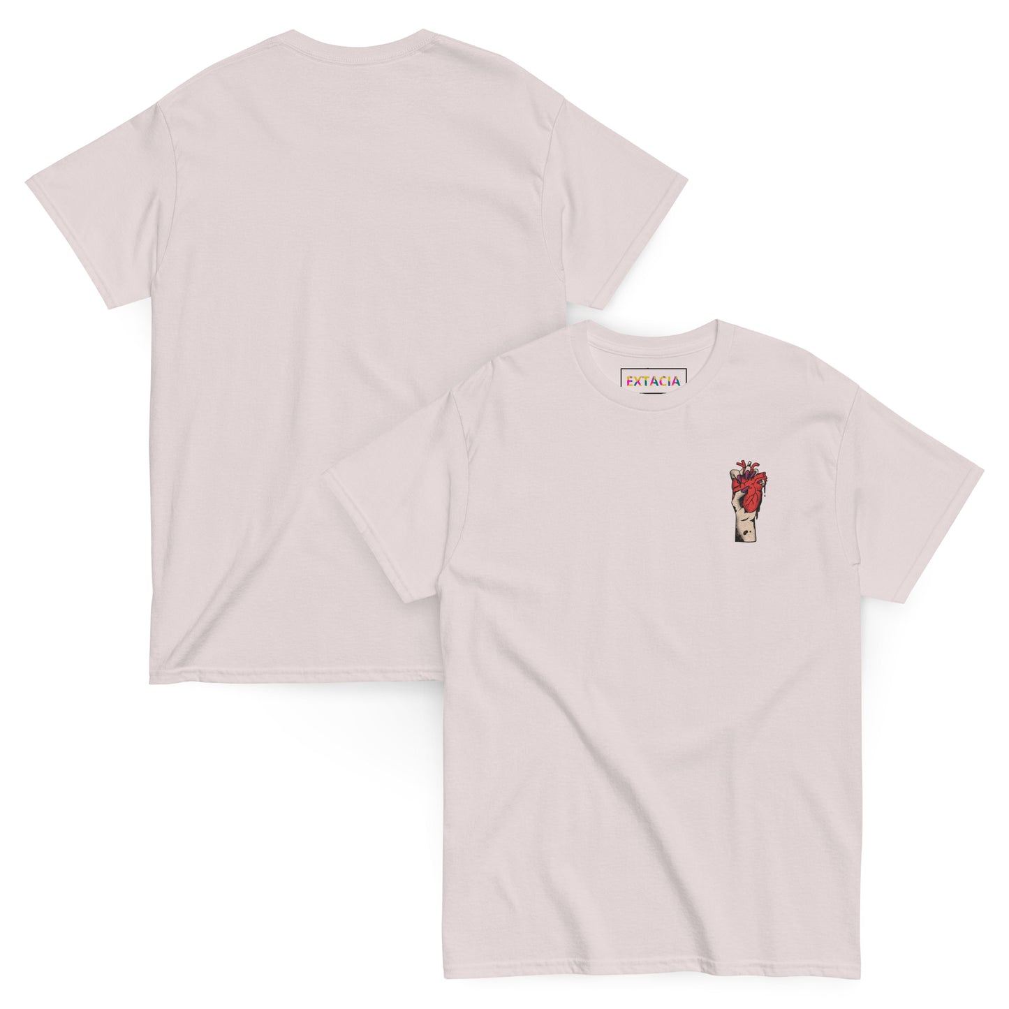 T-shirt pour homme à col rond, manches courtes – 100% coton, motif brodé "Cœur Déjà Pris"