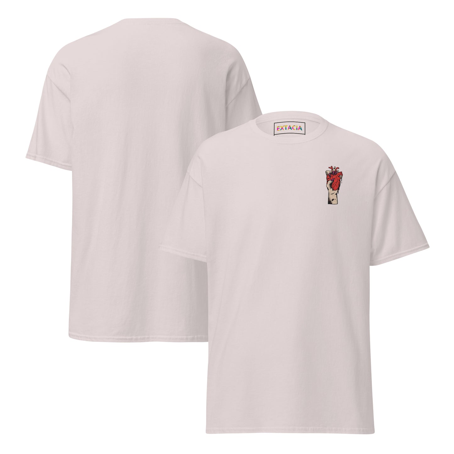 T-shirt pour homme à col rond, manches courtes – 100% coton, motif brodé "Cœur Déjà Pris"