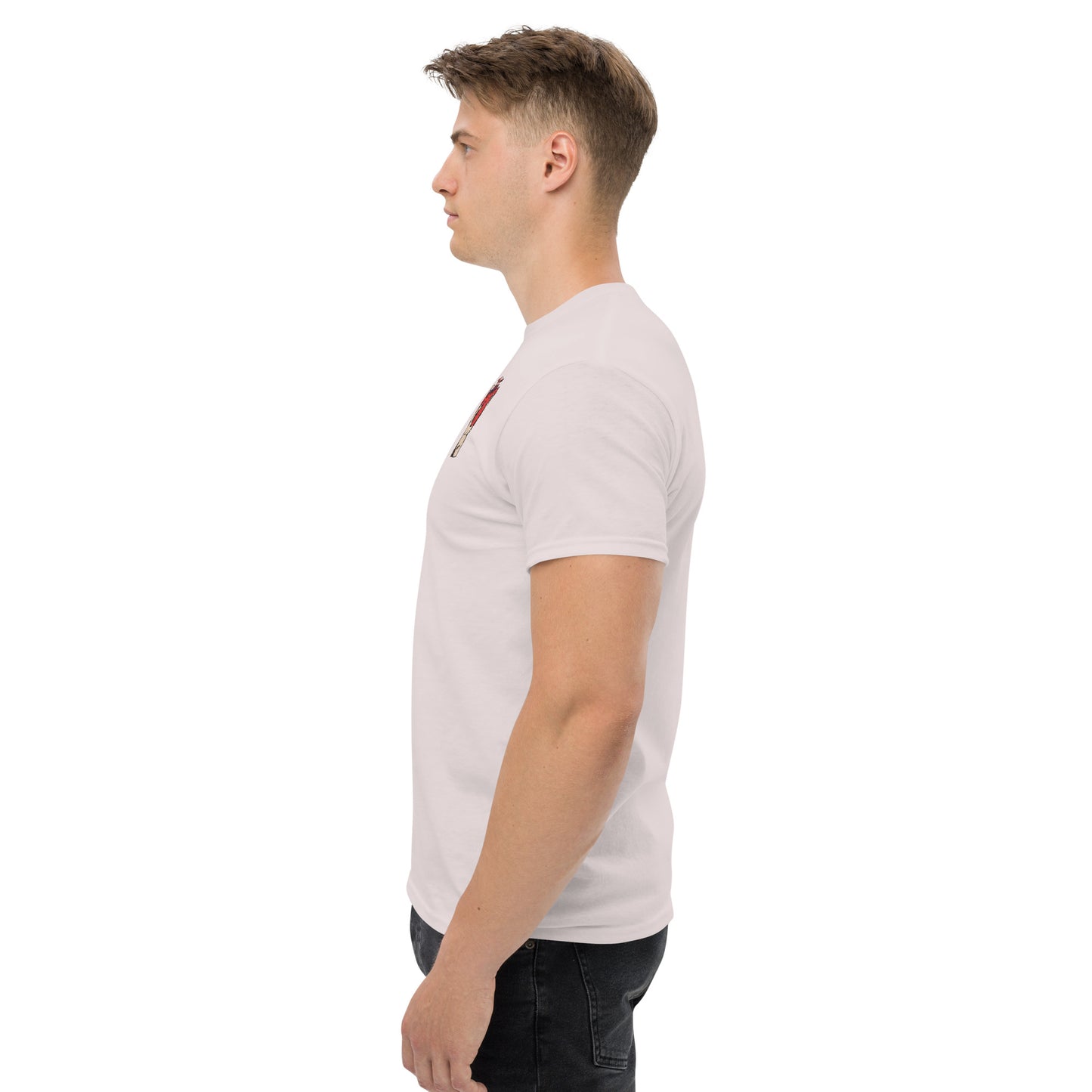 T-shirt pour homme à col rond, manches courtes – 100% coton, motif brodé "Cœur Déjà Pris"