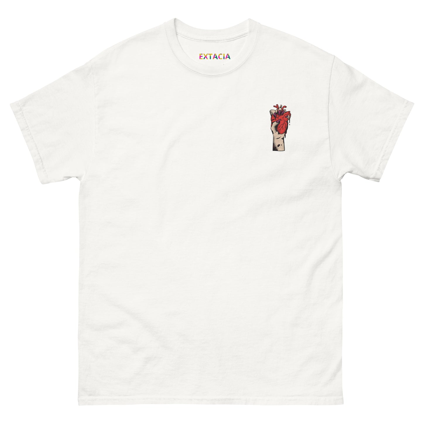 T-shirt pour homme à col rond, manches courtes – 100% coton, motif brodé "Cœur Déjà Pris"