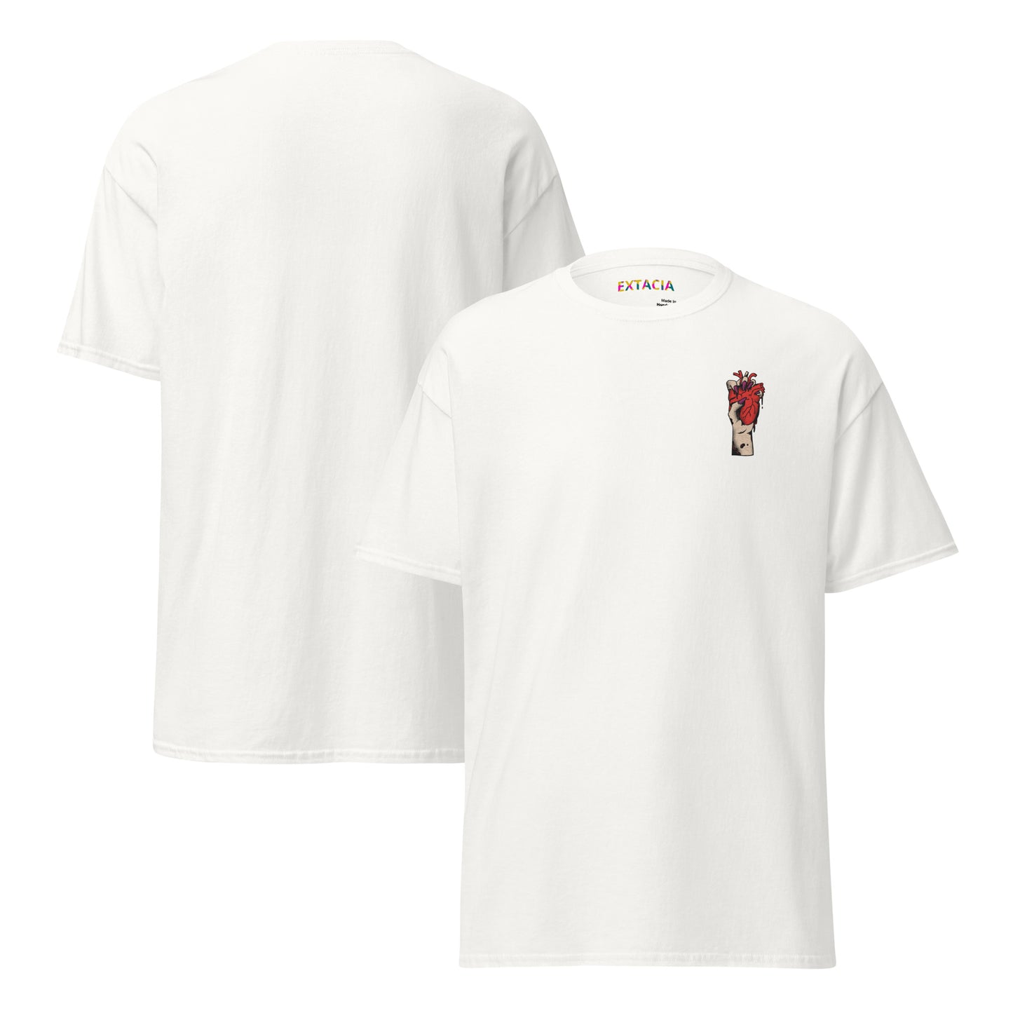 T-shirt pour homme à col rond, manches courtes – 100% coton, motif brodé "Cœur Déjà Pris"