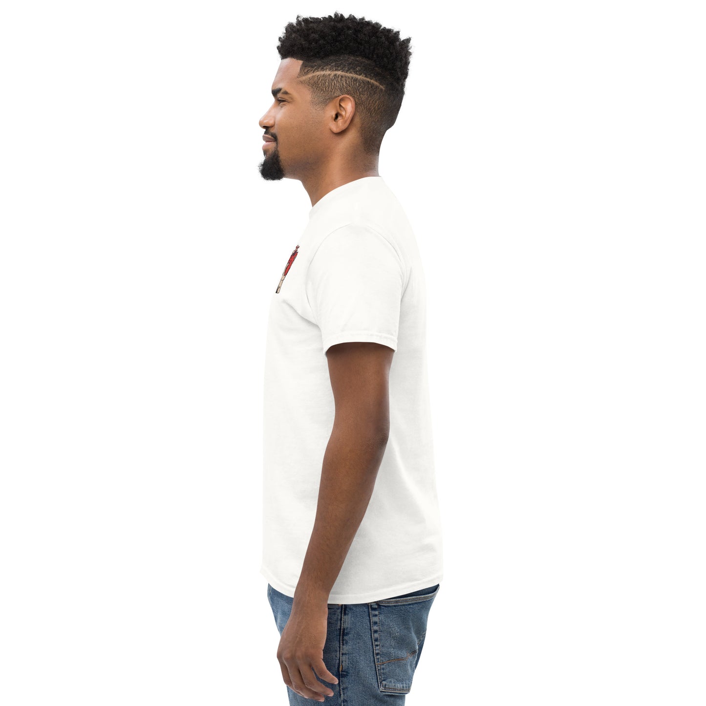 T-shirt pour homme à col rond, manches courtes – 100% coton, motif brodé "Cœur Déjà Pris"