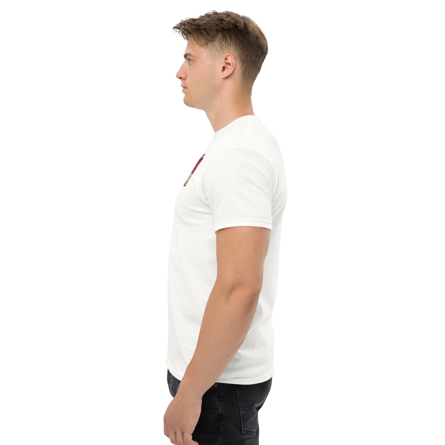 T-shirt pour homme à col rond, manches courtes – 100% coton, motif brodé "Cœur Déjà Pris"