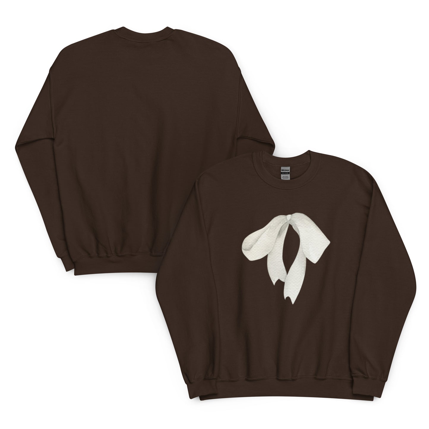 Sweat à col rond pour femme – mélange coton/polyester – motif imprimé "Petit Noeud" Minimaliste