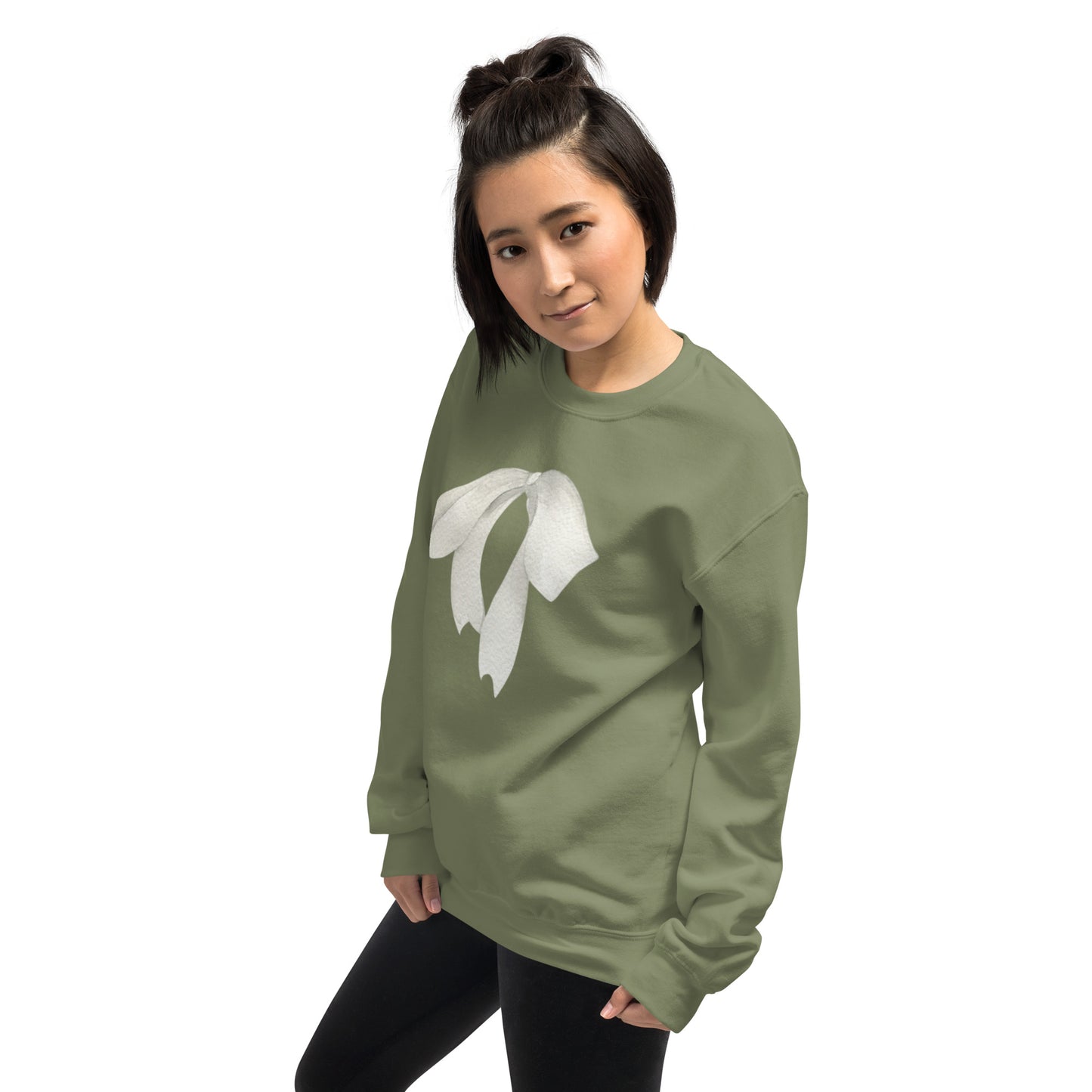 Sweat à col rond pour femme – mélange coton/polyester – motif imprimé "Petit Noeud" Minimaliste