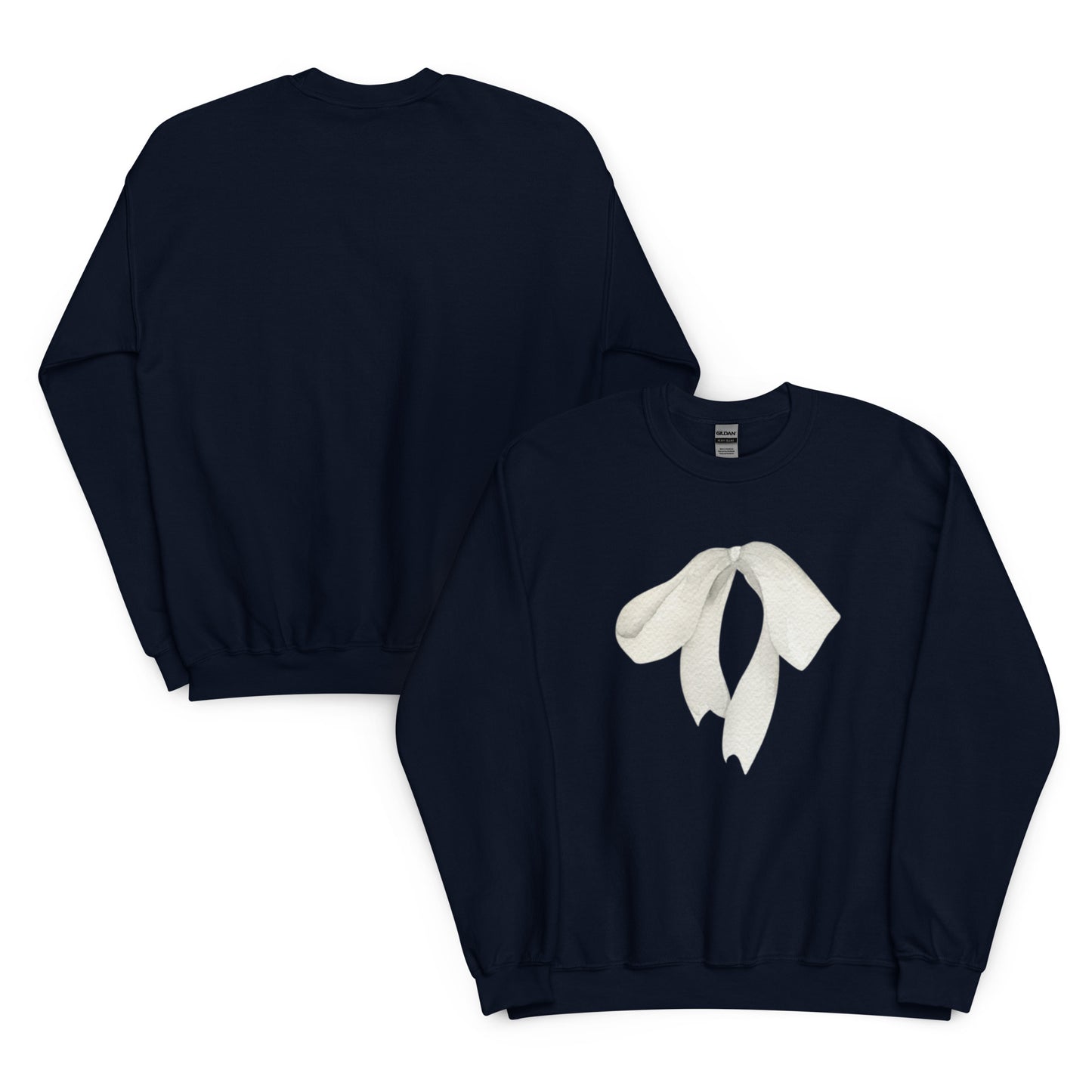 Sweat à col rond pour femme – mélange coton/polyester – motif imprimé "Petit Noeud" Minimaliste