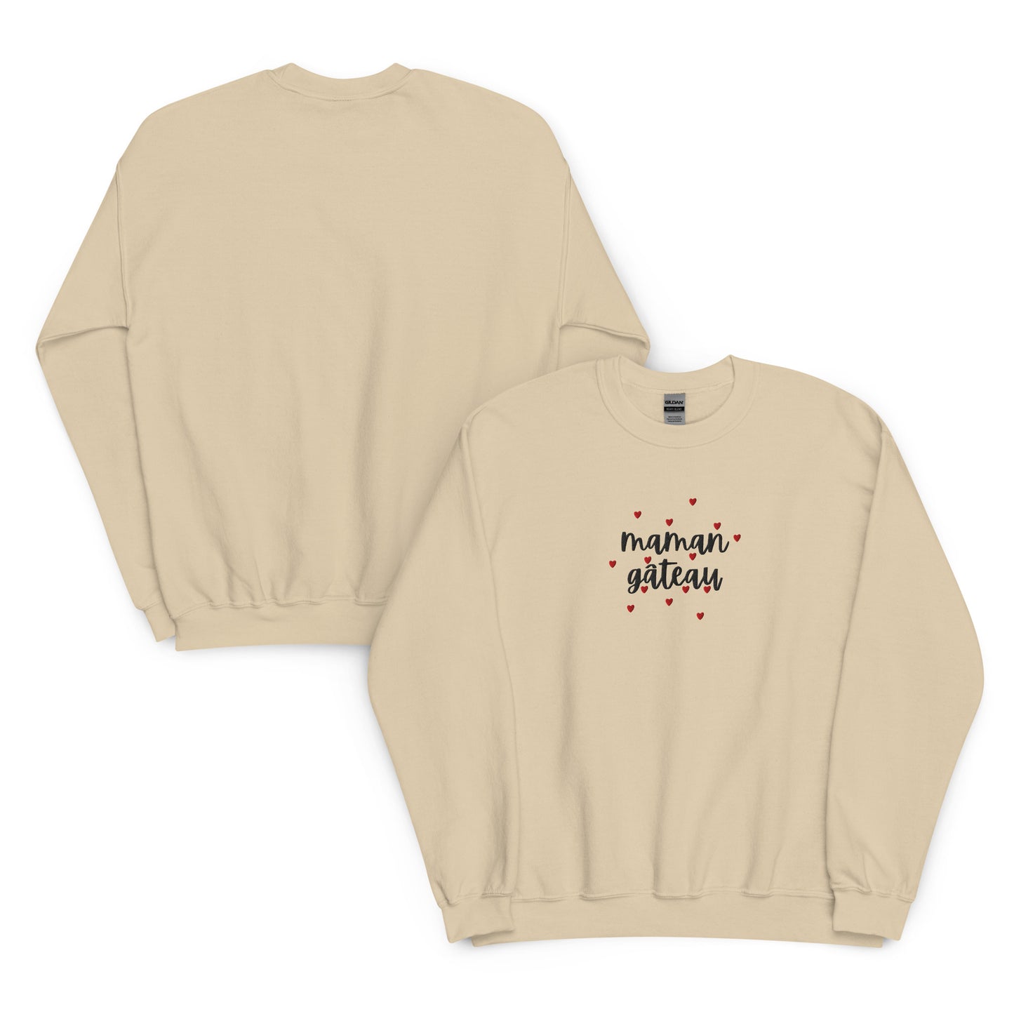 Sweat à col rond pour femme – mélange coton/polyester –  motif brodé "Maman Gâteau"