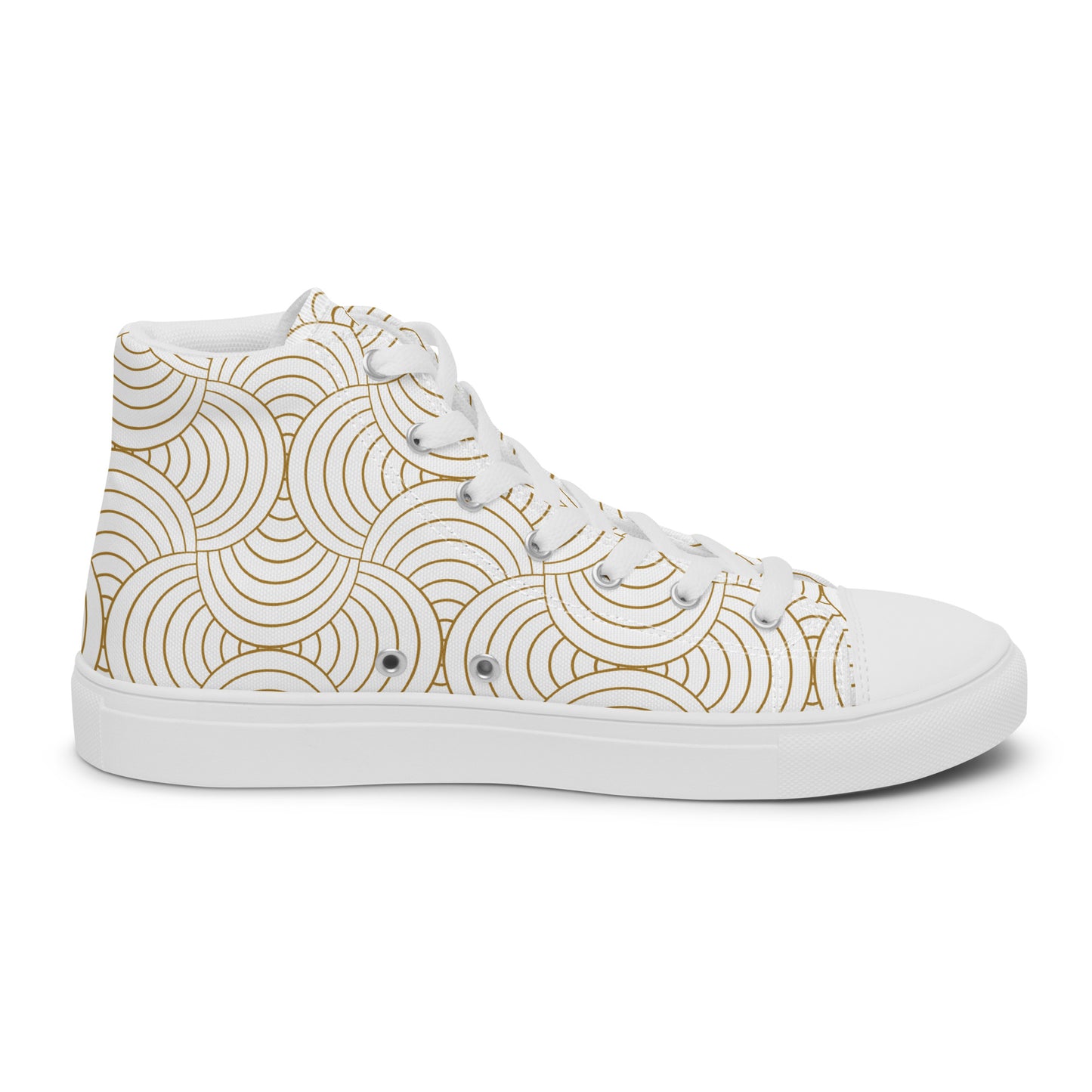 Baskets hautes en toile femme - Blanc et Or – Légères et confortables – Graphique